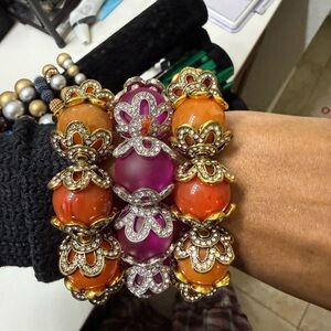 Elegant Gold and Purple Beaded Bracelet